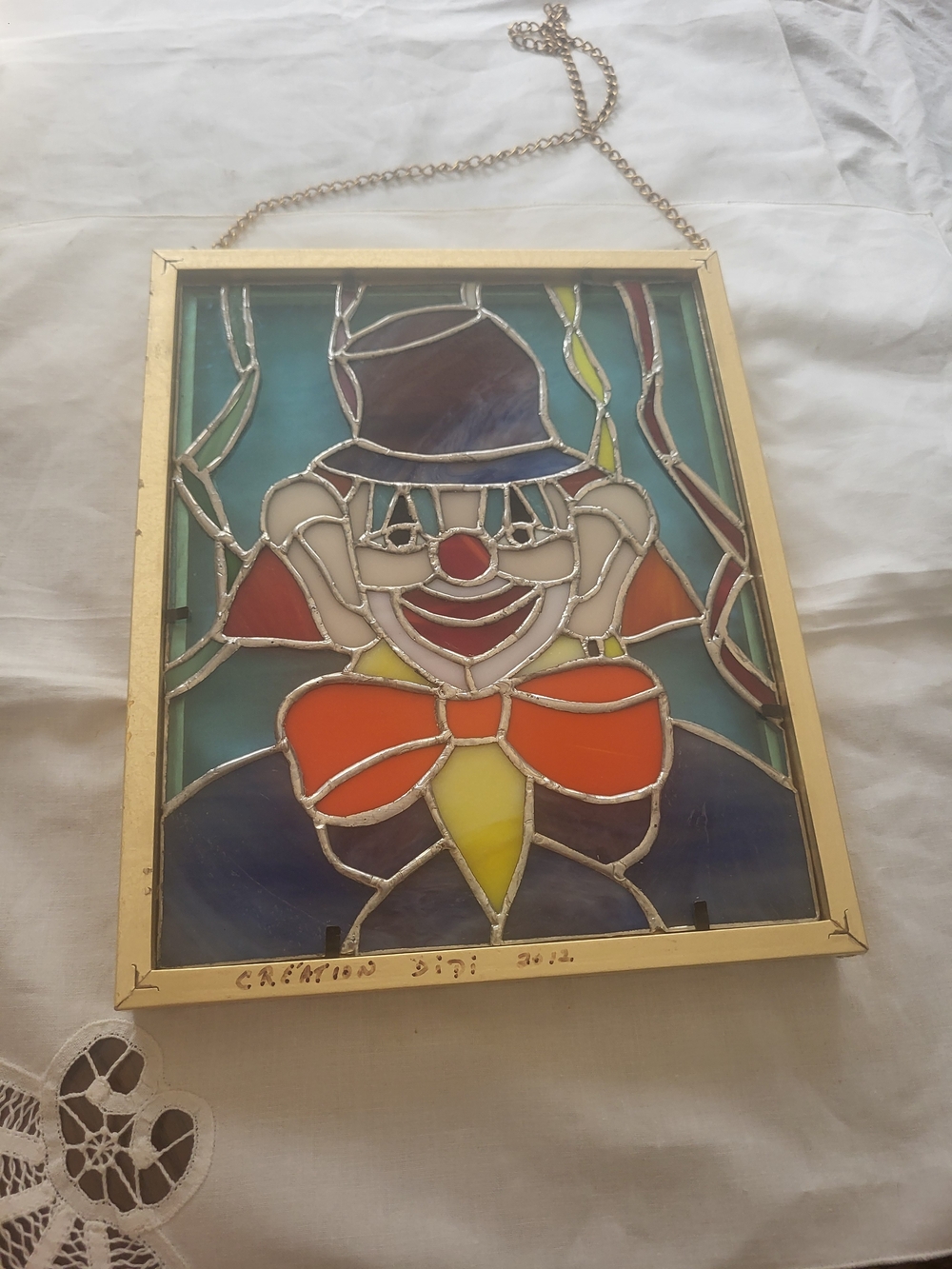 Stanley Multicolor Stained Glass Clown Panel